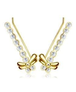 Gold Plated Silver Dragonfly Shaped Earrings EL-130-GP